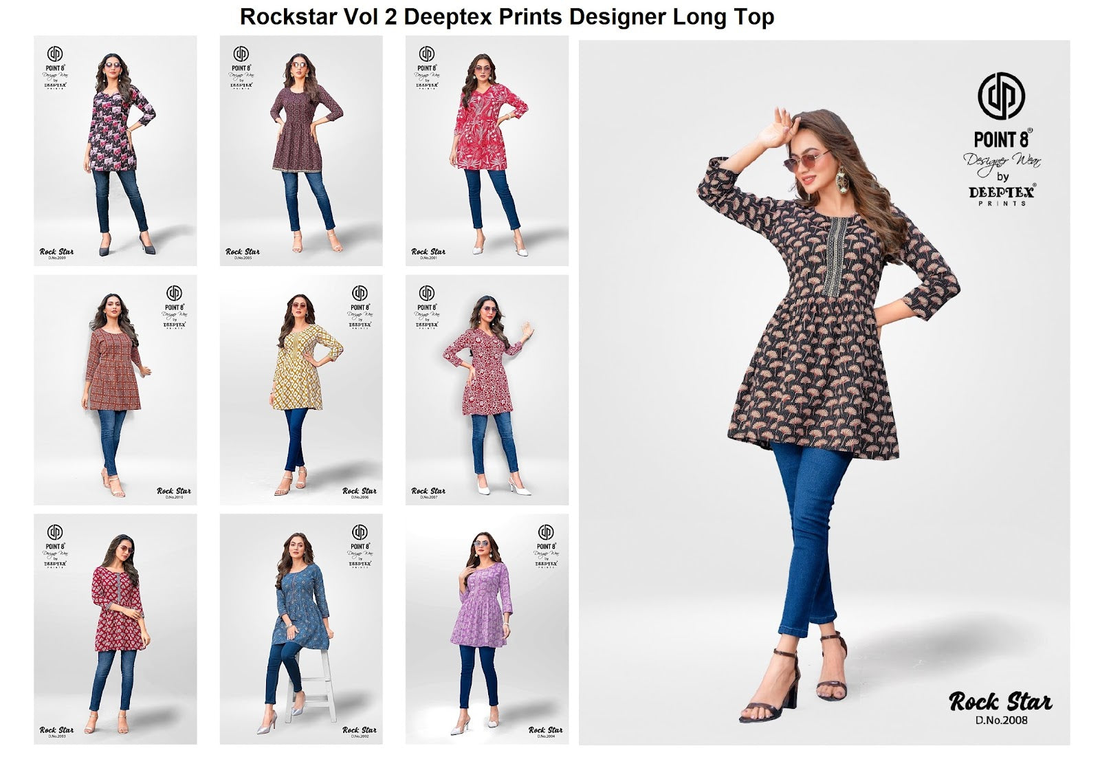 Rockstar Vol 2 Deeptex Prints Cotton Designer Long Top Wholesale Price