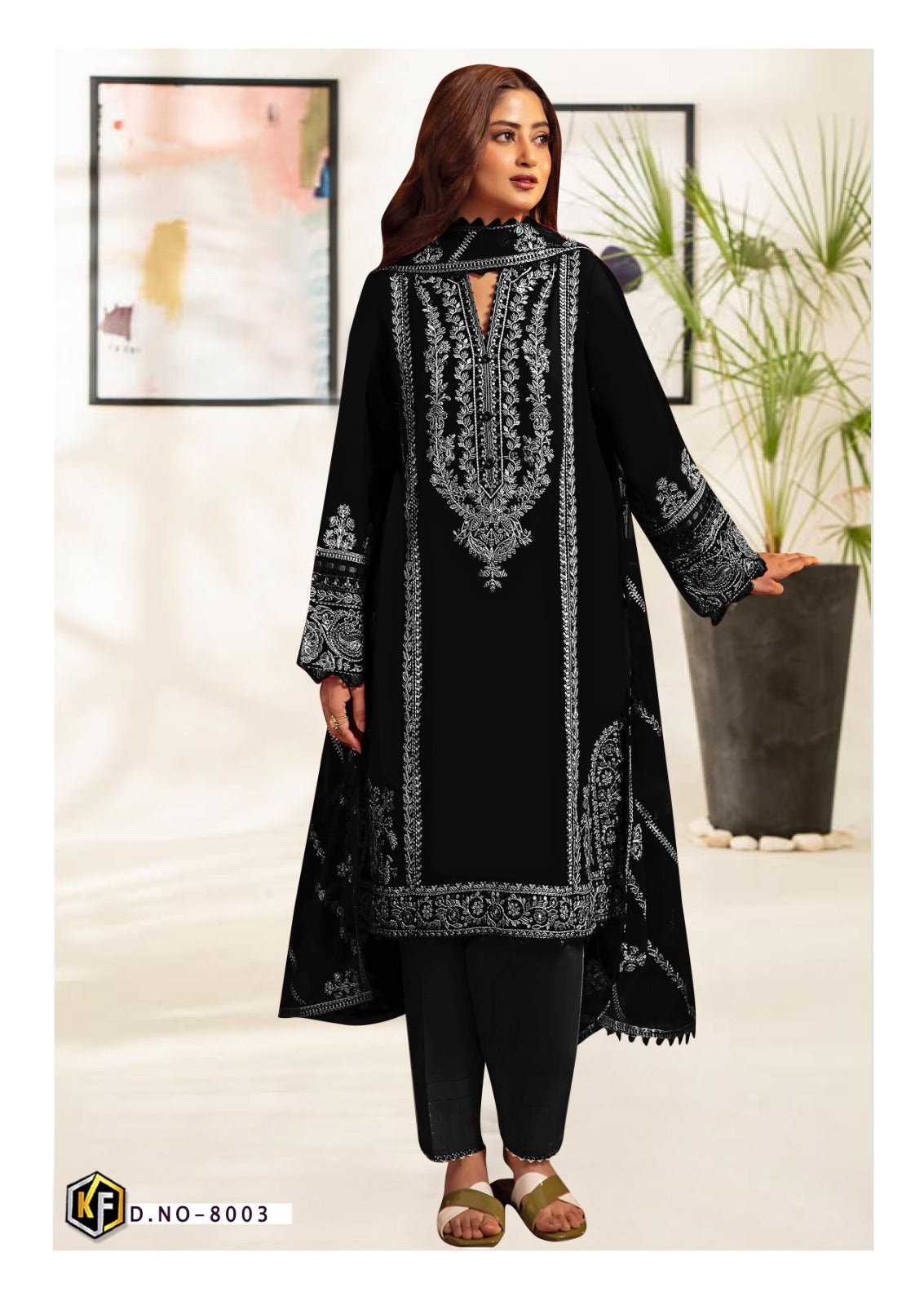 Roha Black And White Vol 8 Keval Fab Heavy Cotton Karachi Readymade Suits Wholesaler