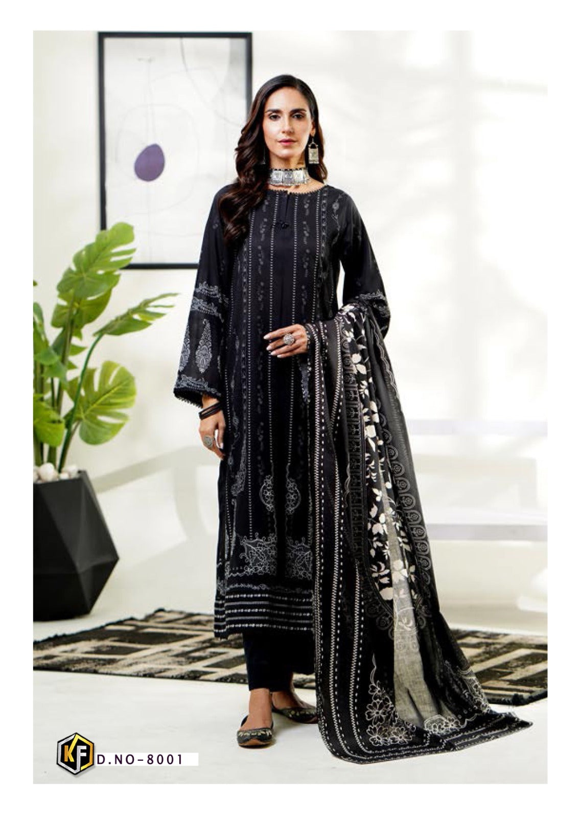 Roha Black And White Vol 8 Keval Fab Heavy Cotton Karachi Readymade Suits Wholesaler