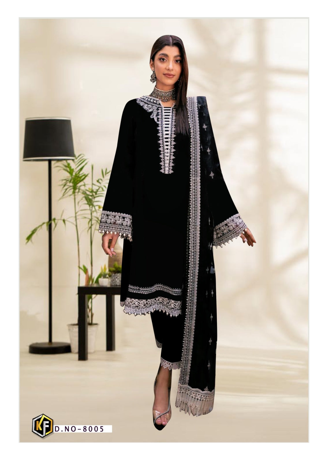 Roha Black And White Vol 8 Keval Fab Heavy Cotton Karachi Readymade Suits Wholesaler