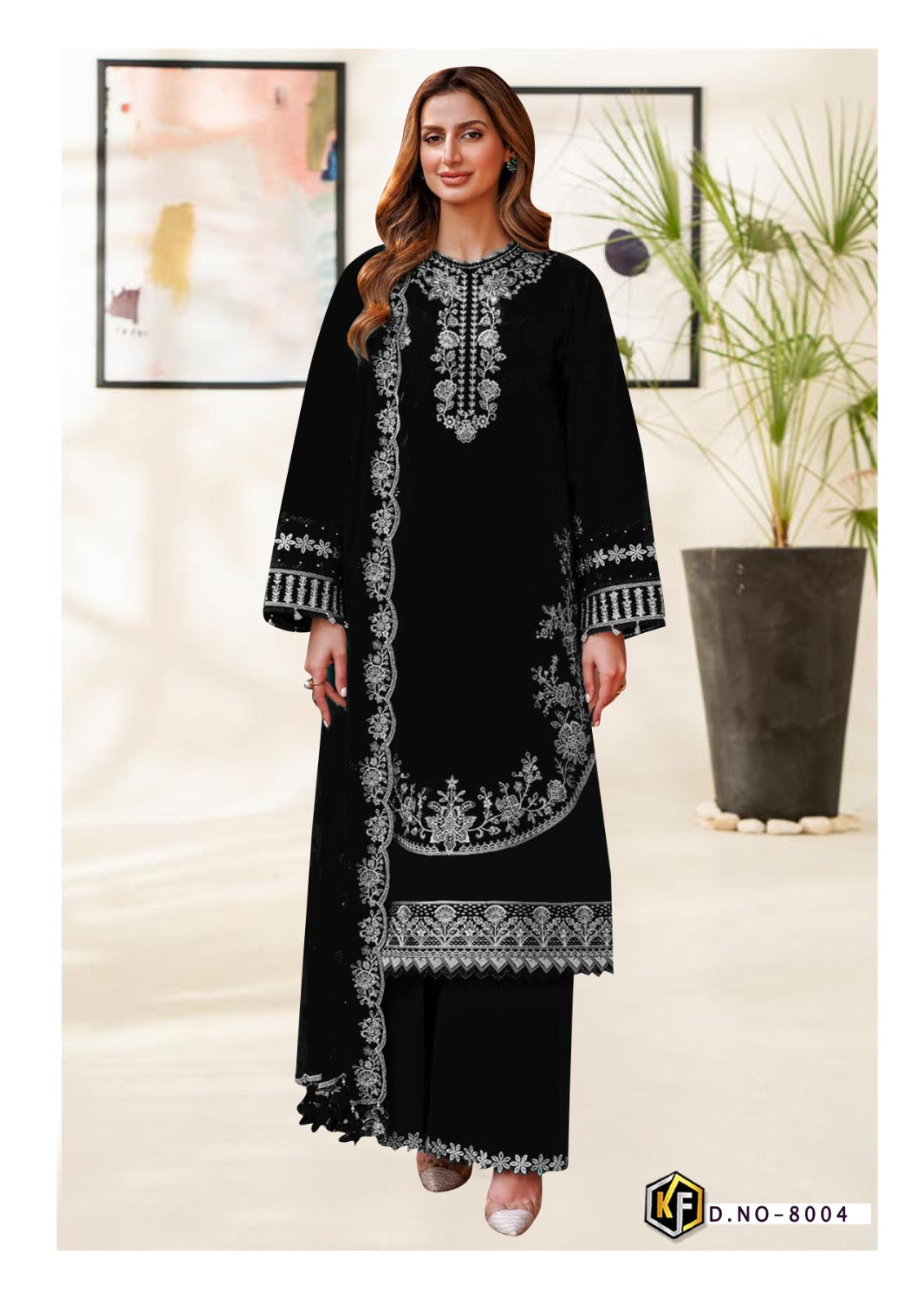 Roha Black And White Vol 8 Keval Fab Heavy Cotton Karachi Readymade Suits Wholesaler