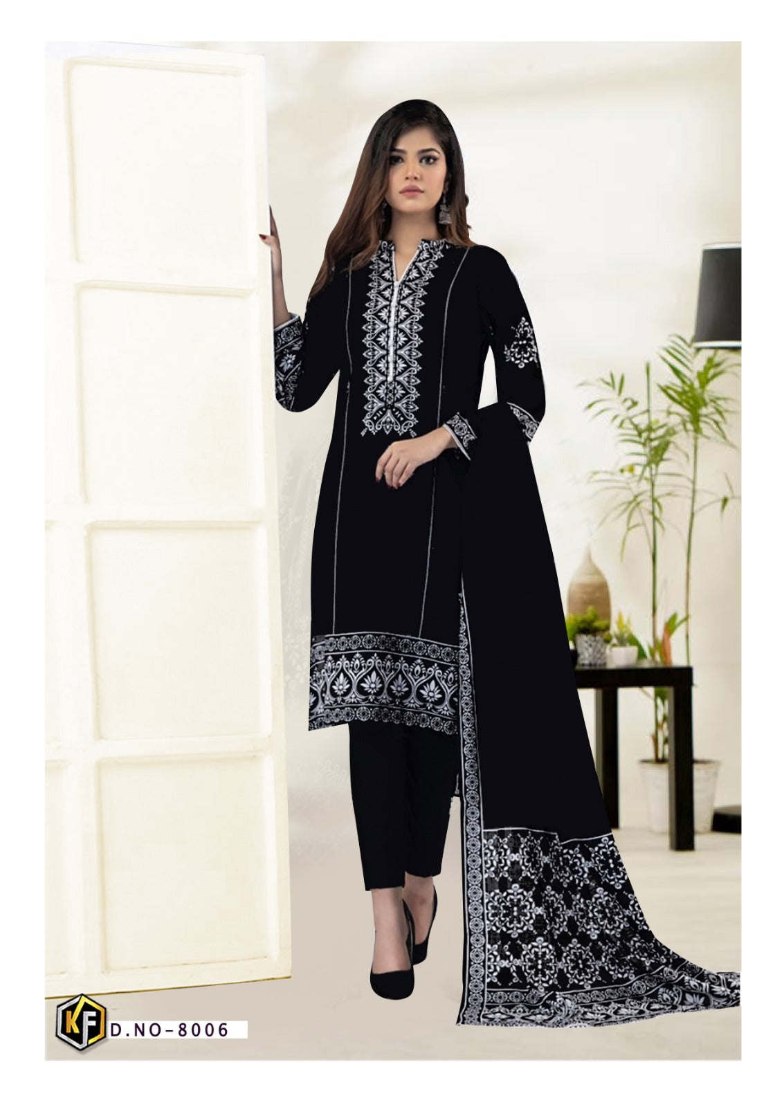 Roha Black And White Vol 8 Keval Fab Heavy Cotton Karachi Readymade Suits Wholesaler