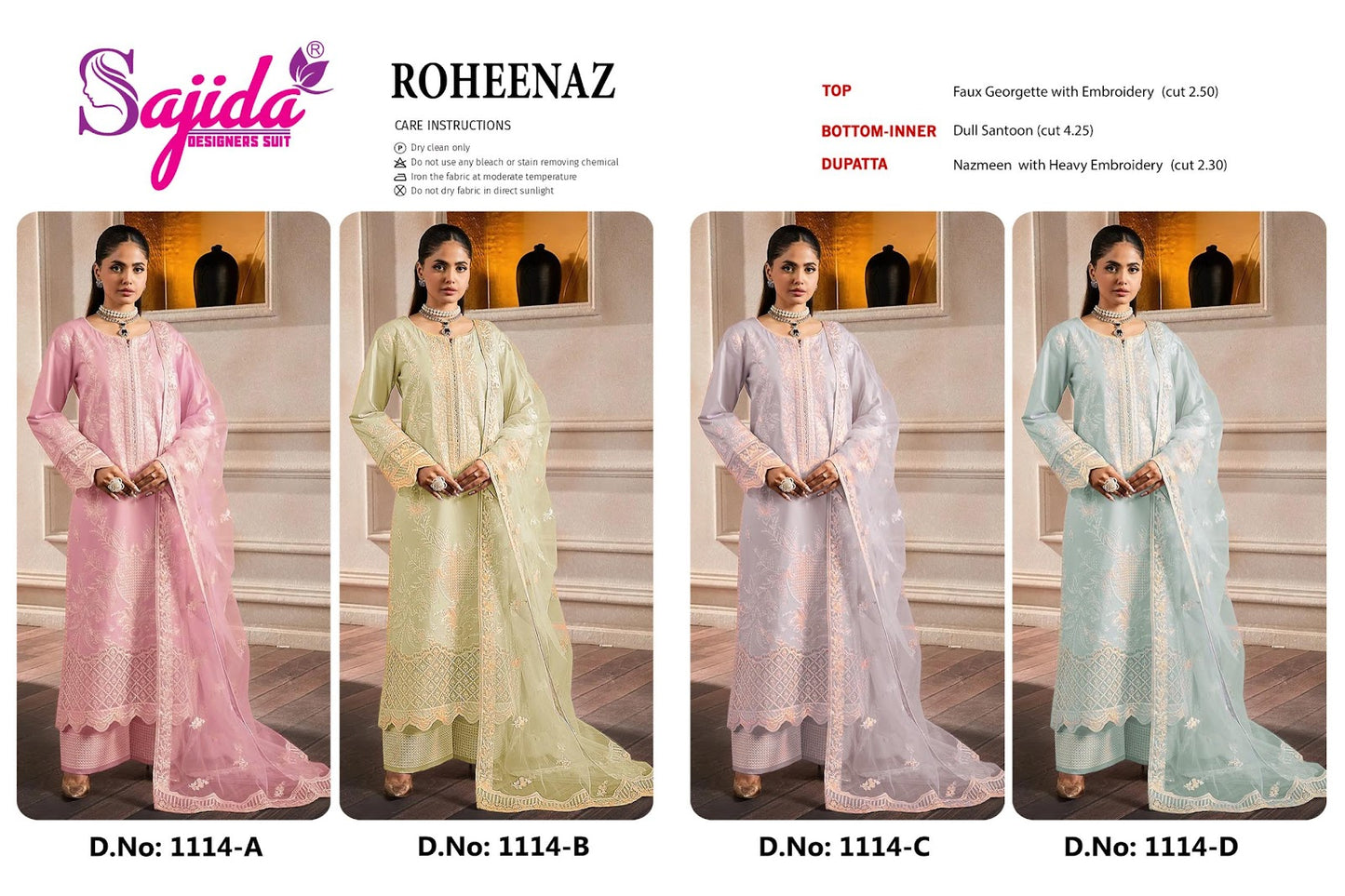 Roheenaz Sajida Georgette Pakistani Salwar Suits Supplier Gujarat