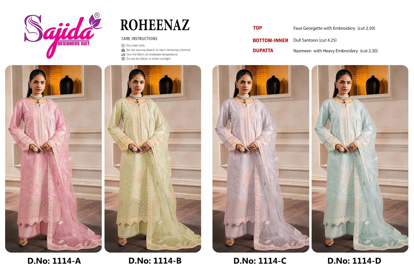 Roheenaz Sajida Georgette Pakistani Salwar Suits Supplier Gujarat