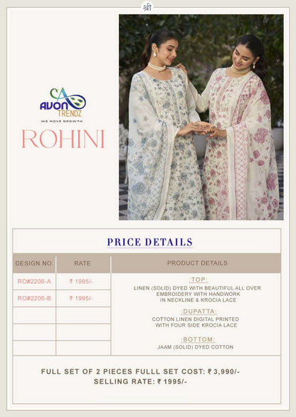 Rohini Avon Trendz Linen Pant Style Suits Wholesale Price