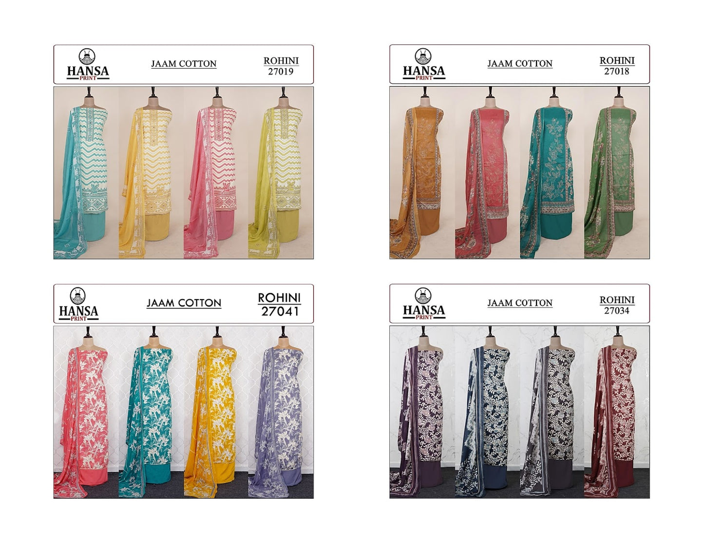 Rohini Hansa Prints Jaam Cotton Salwar Suits Wholesale Rate