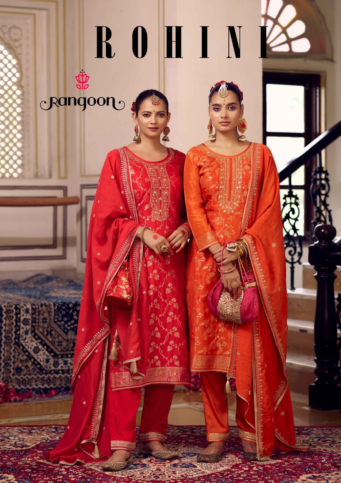 Rohini Rangoon Dola Jacquard Readymade Pant Style Suits Manufacturer