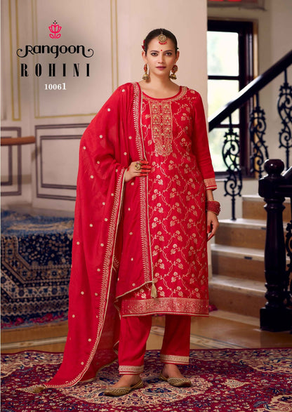 Rohini Rangoon Dola Jacquard Readymade Pant Style Suits Manufacturer