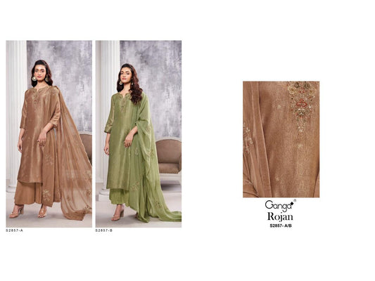 Rojan S2857 Ganga Silk Plazzo Style Suits Wholesale Rate