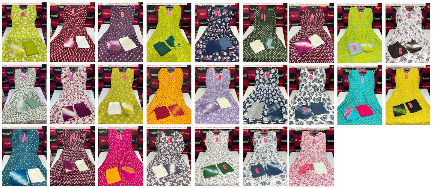 Rolex 171224 Kanha Reyon Readymade Anarkali Suits Supplier