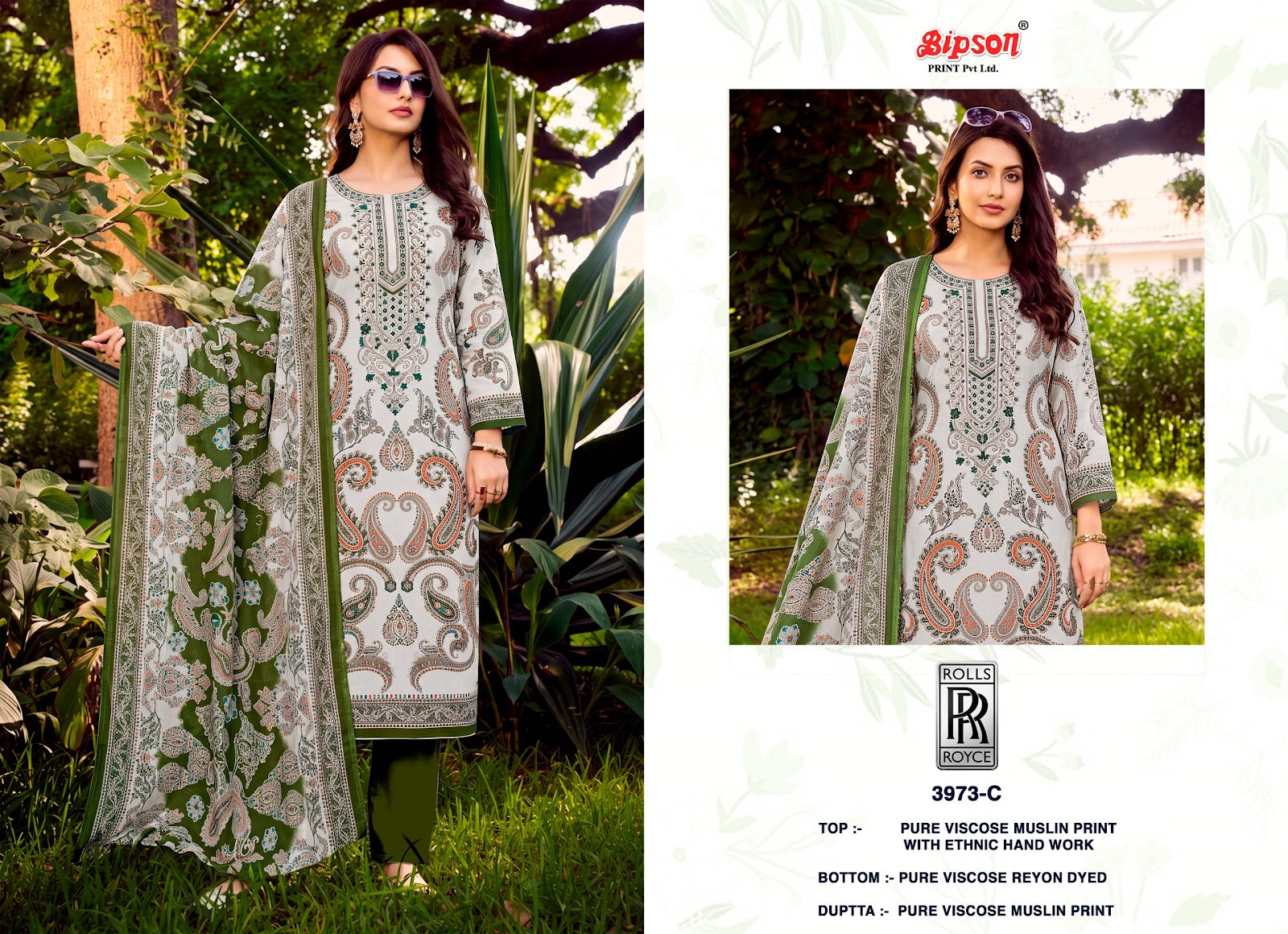 Rolls Royce 3973 Bipson Prints Viscose Muslin Pant Style Suits Wholesale Rate