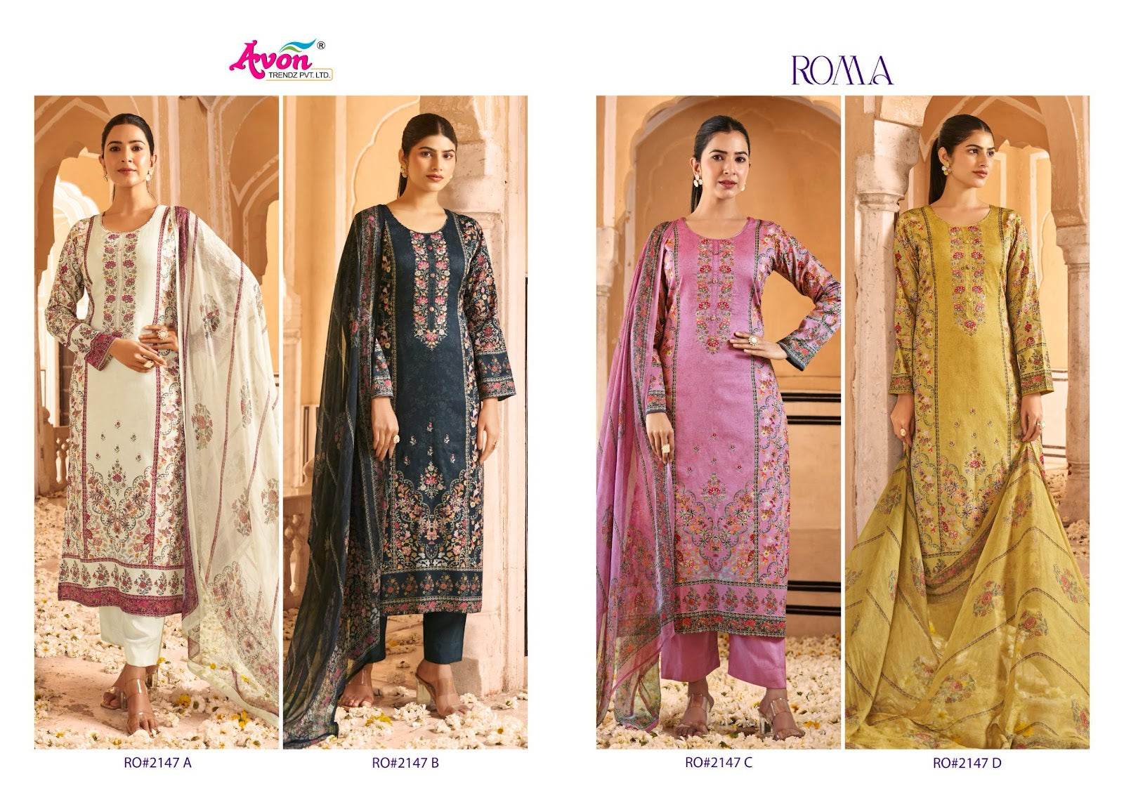 Roma Avon Trendz Jaam Satin Pant Style Suits Supplier Gujarat