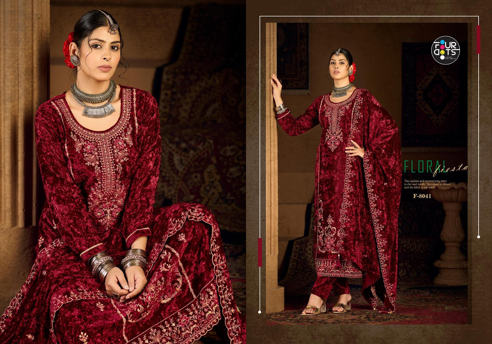 Roman Four Dots Velvet Suits Wholesaler