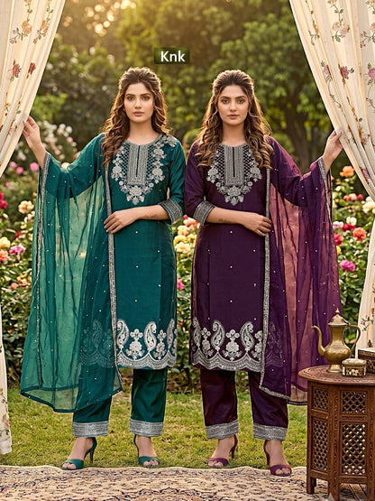 Roman Glass 2907 Knk Readymade Pant Style Suits Wholesaler Gujarat