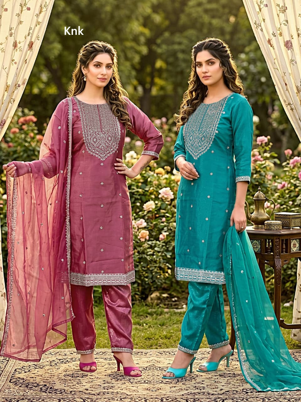 Roman Glass 2907 Knk Readymade Pant Style Suits Wholesaler Gujarat