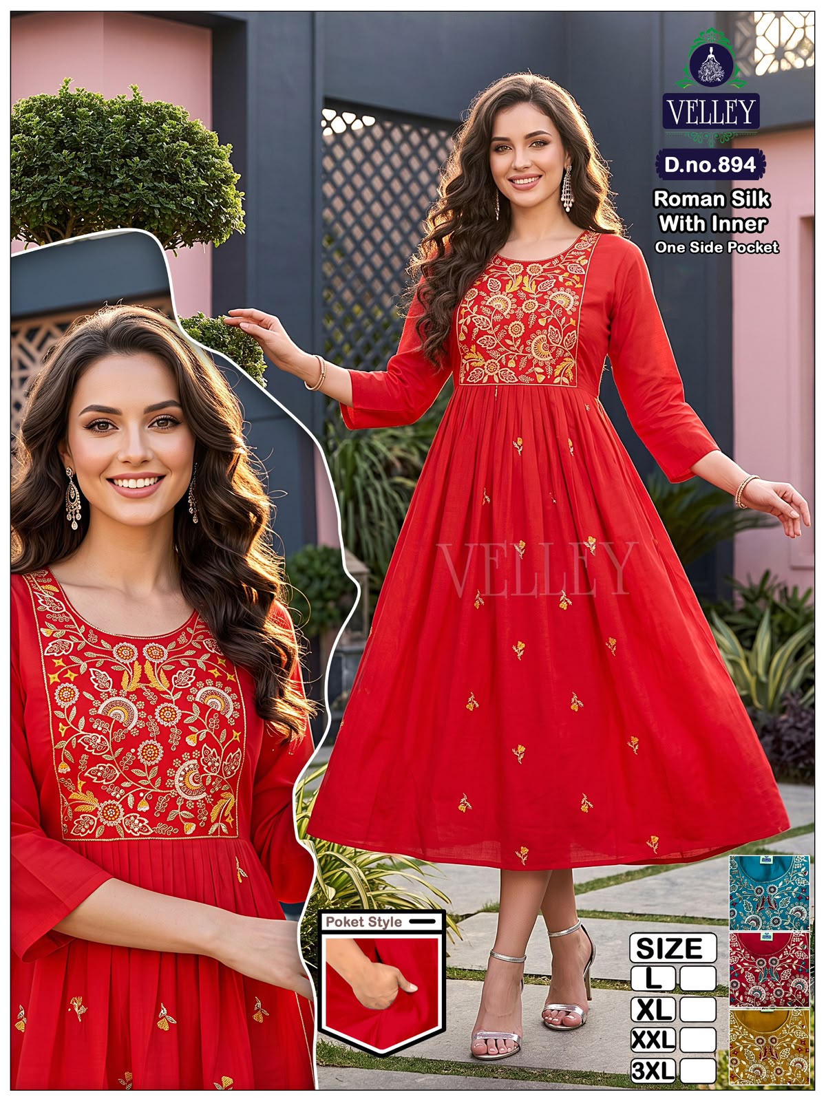 Roman Silk 0709 Velley Anarkali Kurtis Wholesaler Ahmedabad
