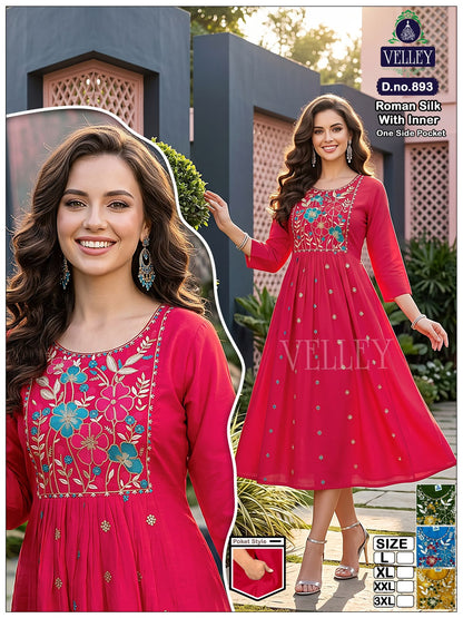 Roman Silk 0709 Velley Anarkali Kurtis Wholesaler Ahmedabad