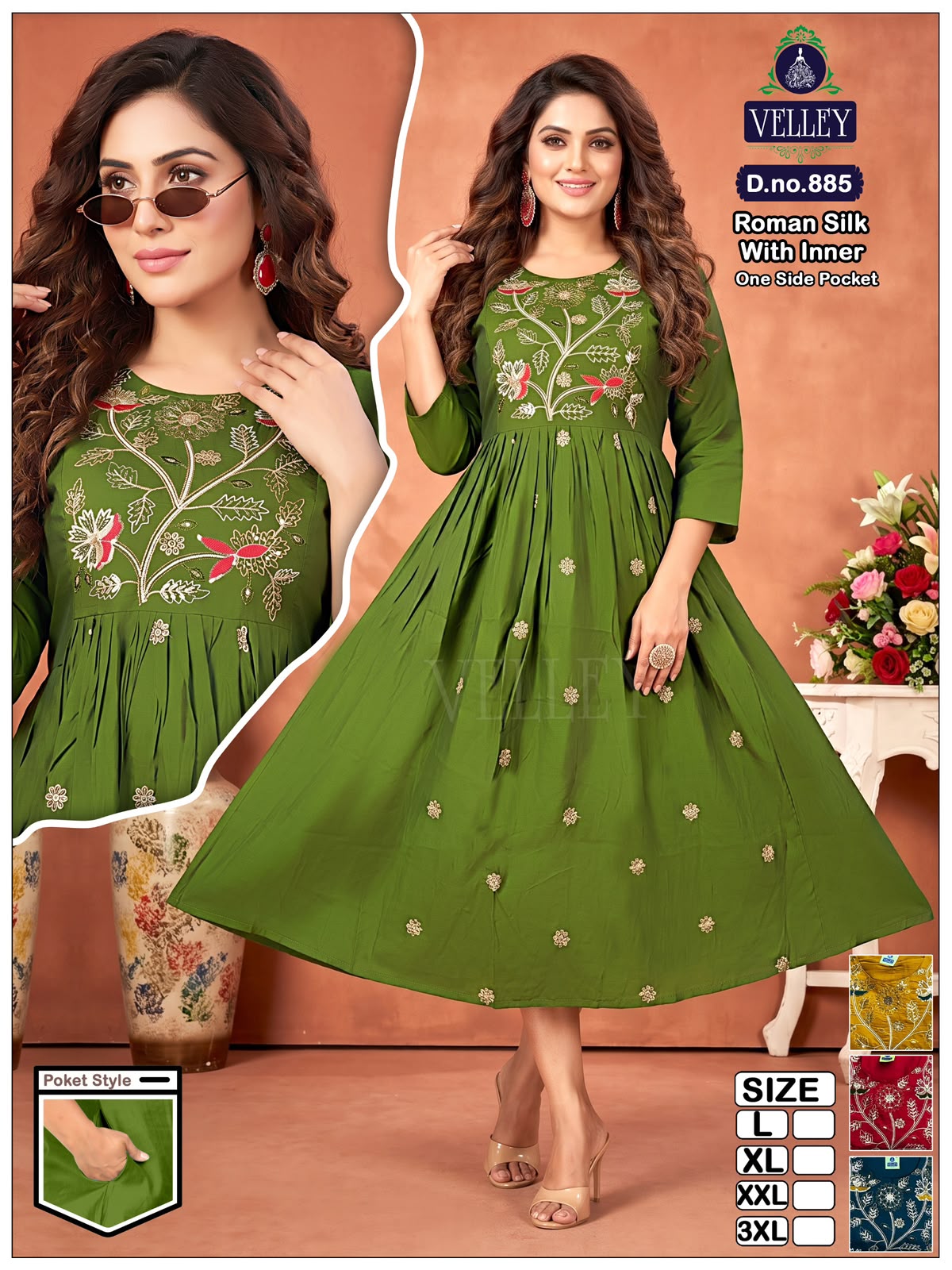 Roman Silk 0709 Velley Anarkali Kurtis Wholesaler Ahmedabad