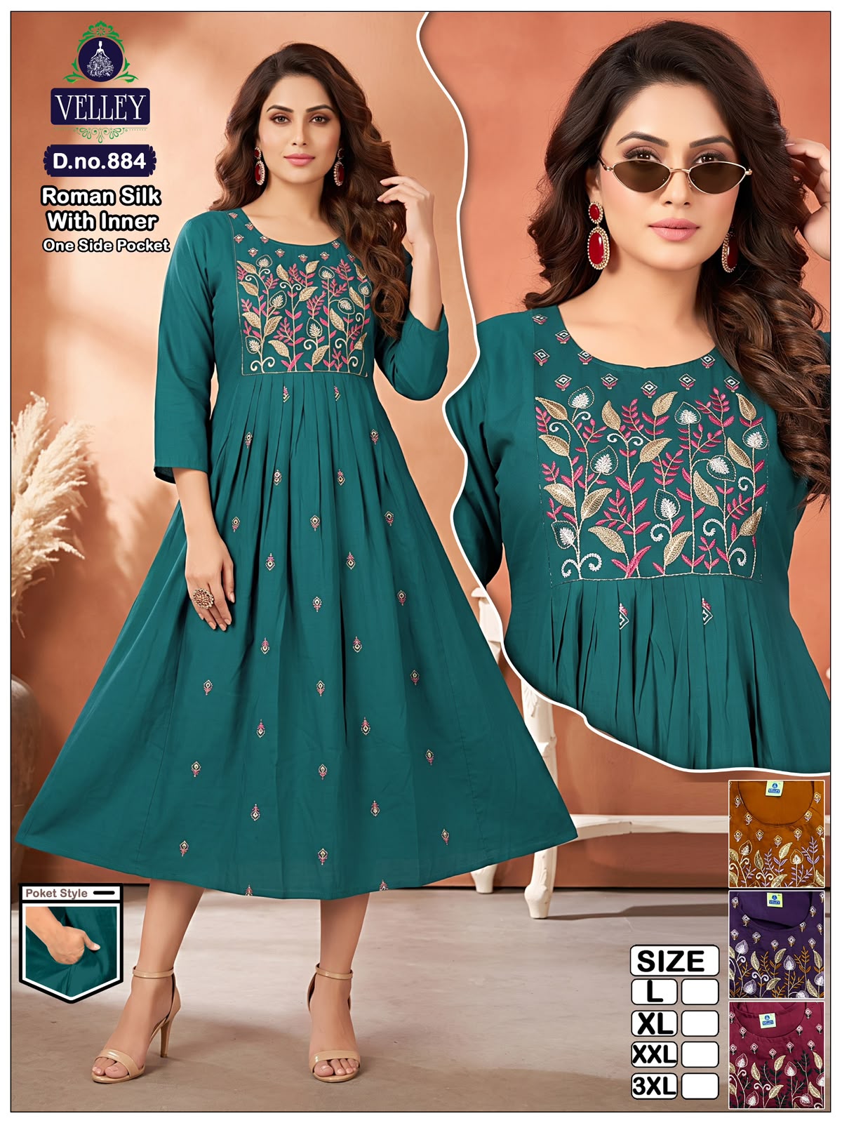 Roman Silk 0709 Velley Anarkali Kurtis Wholesaler Ahmedabad