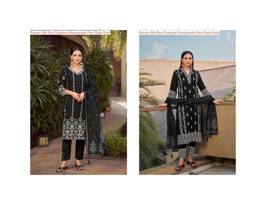 Roman Silk Riya Designer Readymade Pant Style Suits Wholesaler Ahmedabad
