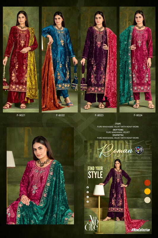 Roman Vol 2 Four Dots Pure Makhamal Velvet Suits Exporter Gujarat