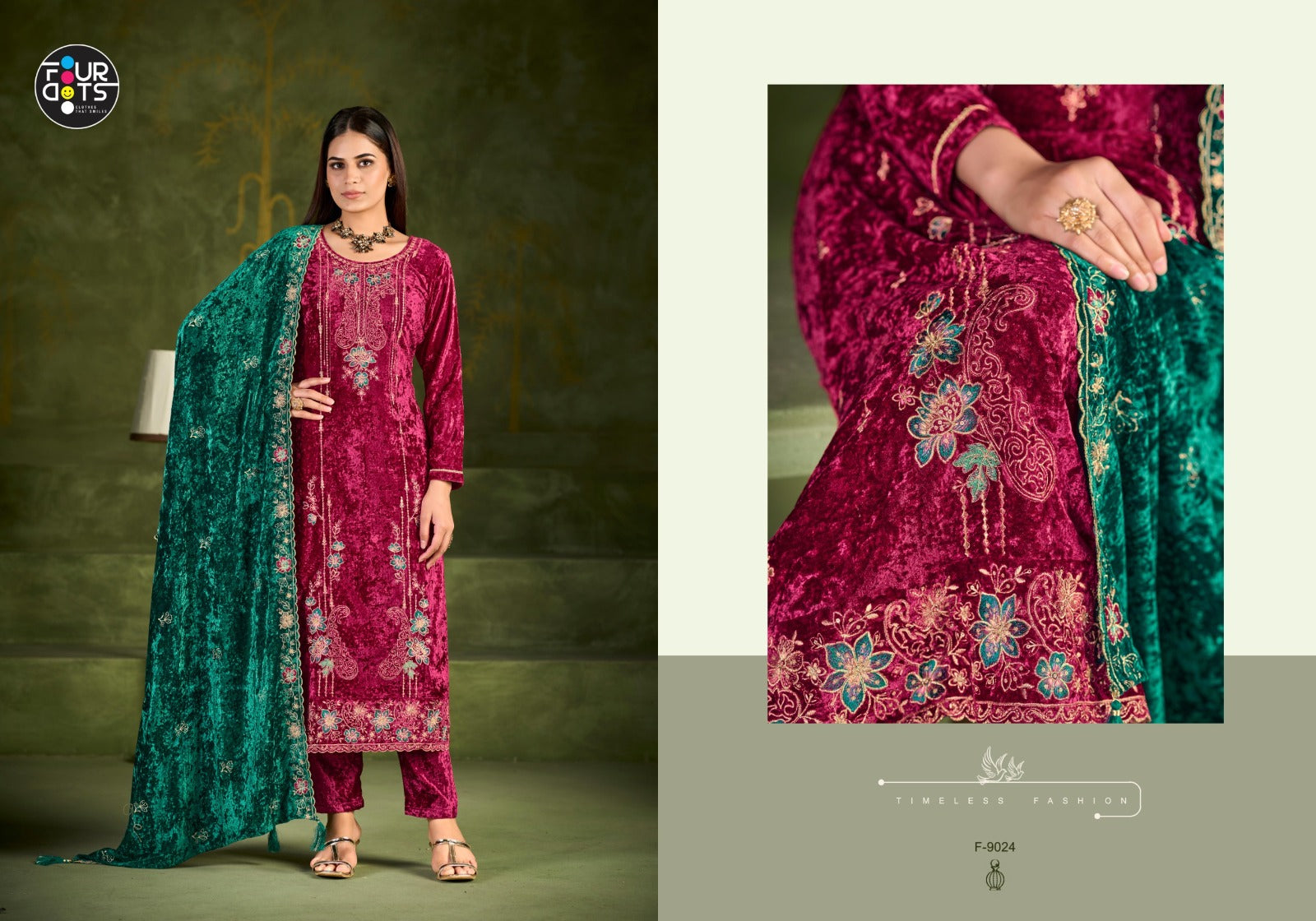 Roman Vol 2 Four Dots Pure Makhamal Velvet Suits Exporter Gujarat