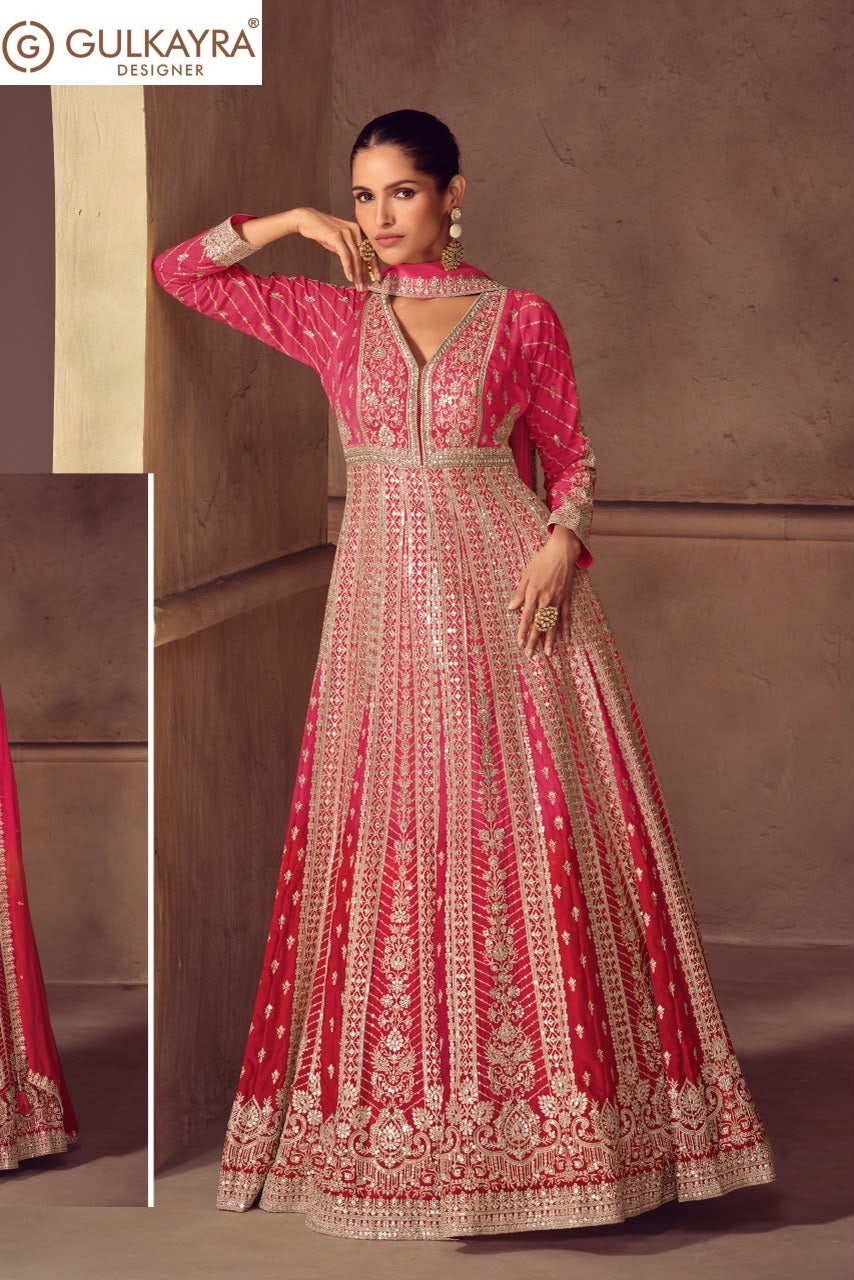 Romani Gulkayra Designer Chinon Gown Dupatta Set Supplier Ahmedabad