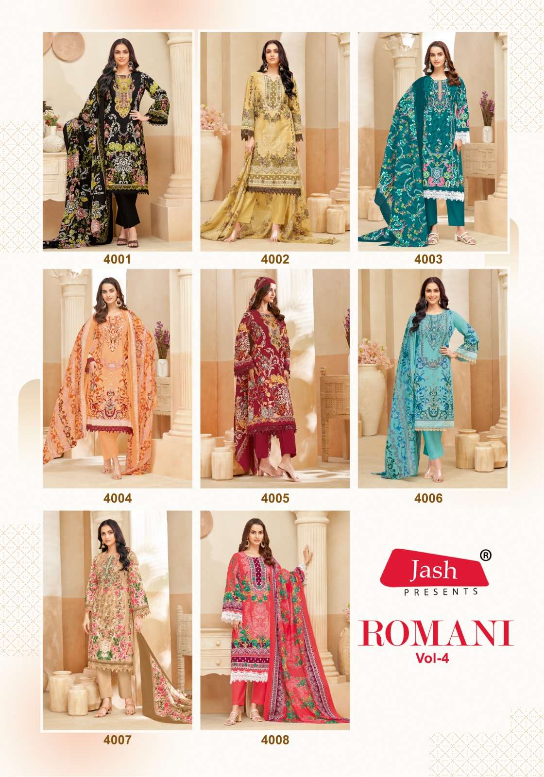 Romani Vol 4 Jash Karachi Salwar Suits Exporter India