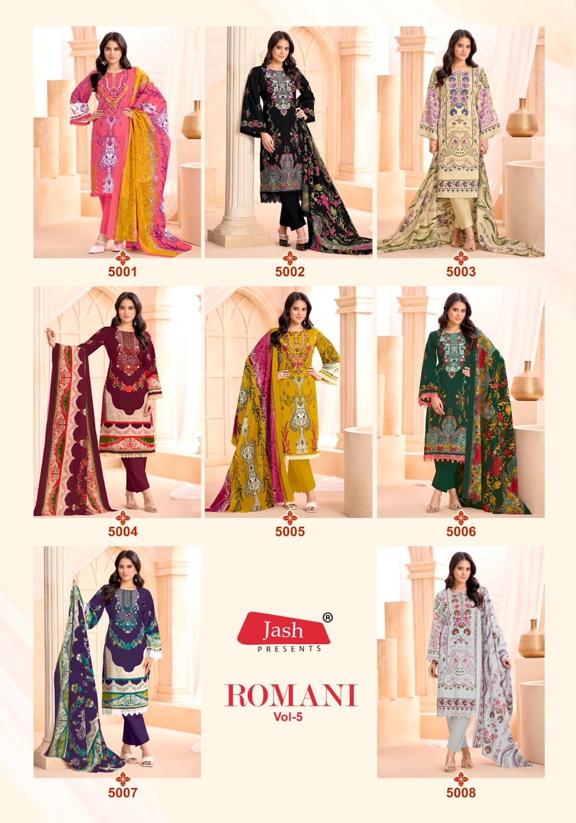 Romani Vol 5 Jash Cotton Karachi Salwar Suits Manufacturer India