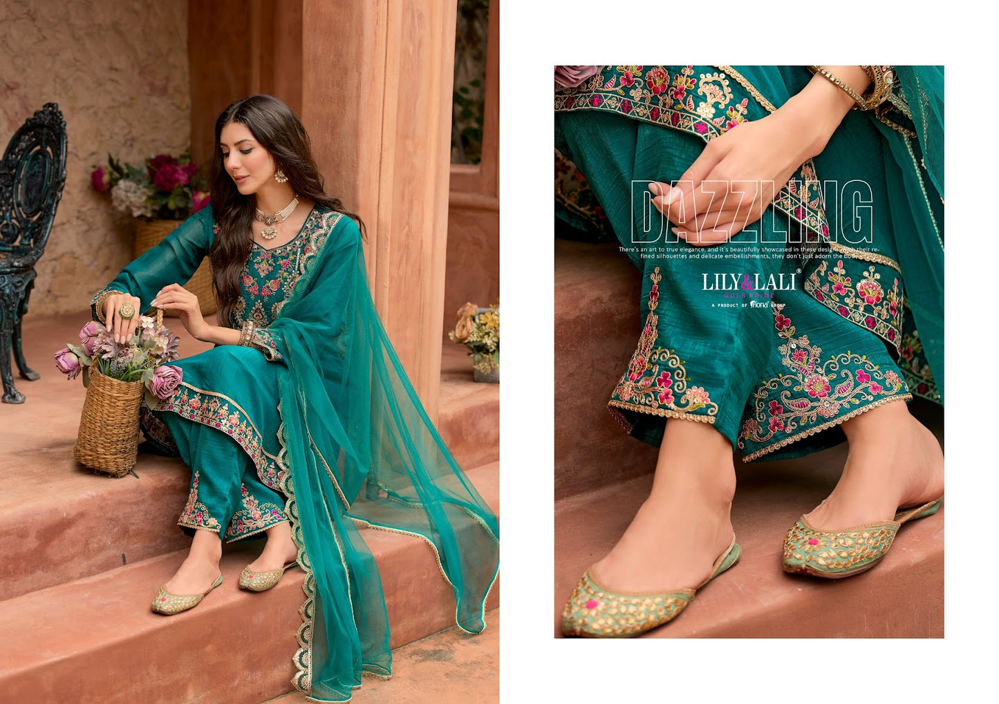 Romania Lily Lali Silk Readymade Pant Style Suits Wholesale