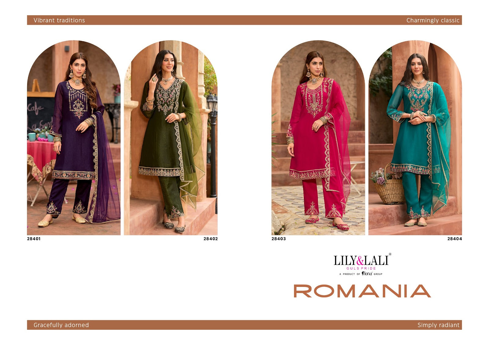 Romania Lily Lali Silk Readymade Pant Style Suits Wholesale
