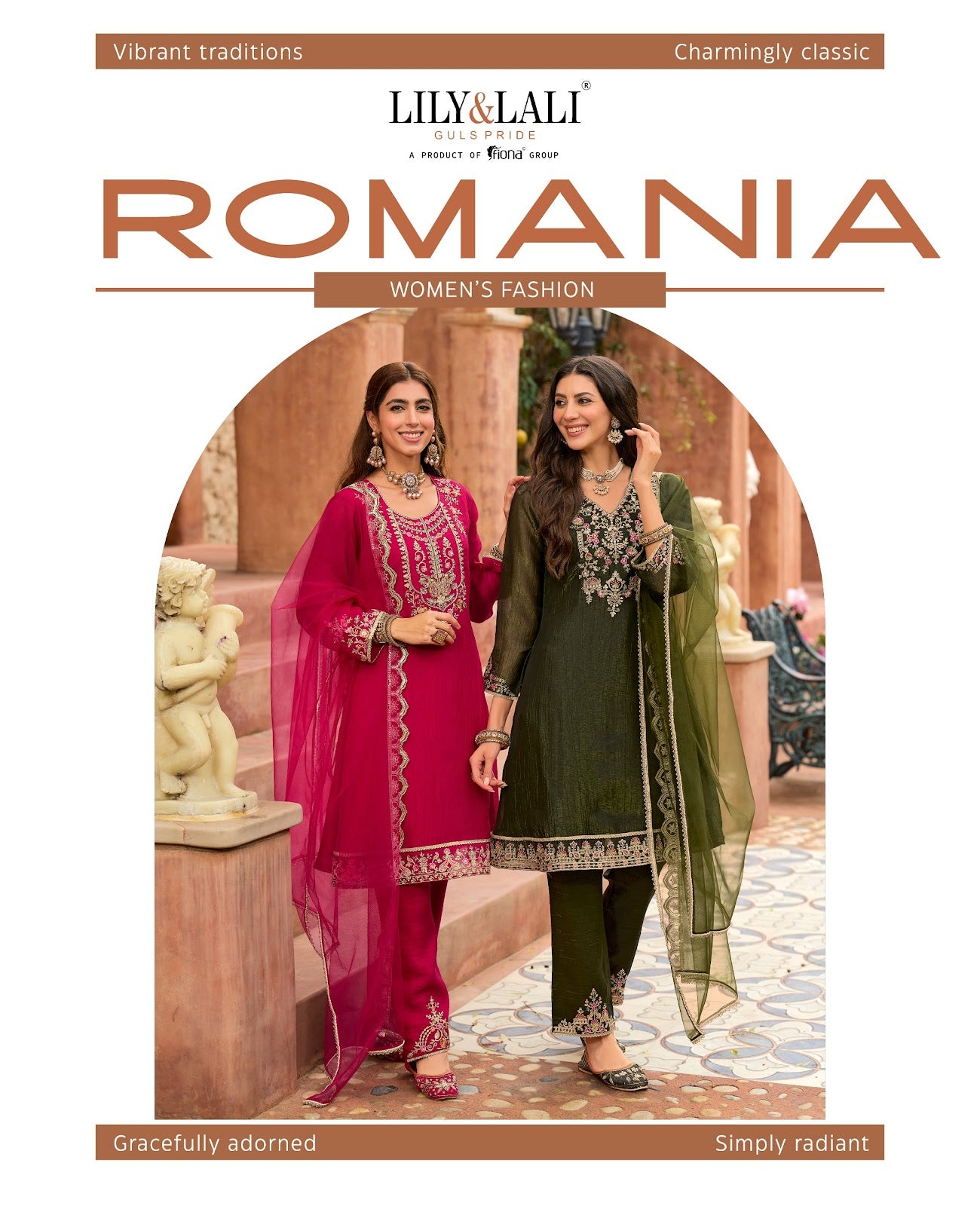 Romania Lily Lali Silk Readymade Pant Style Suits Wholesale