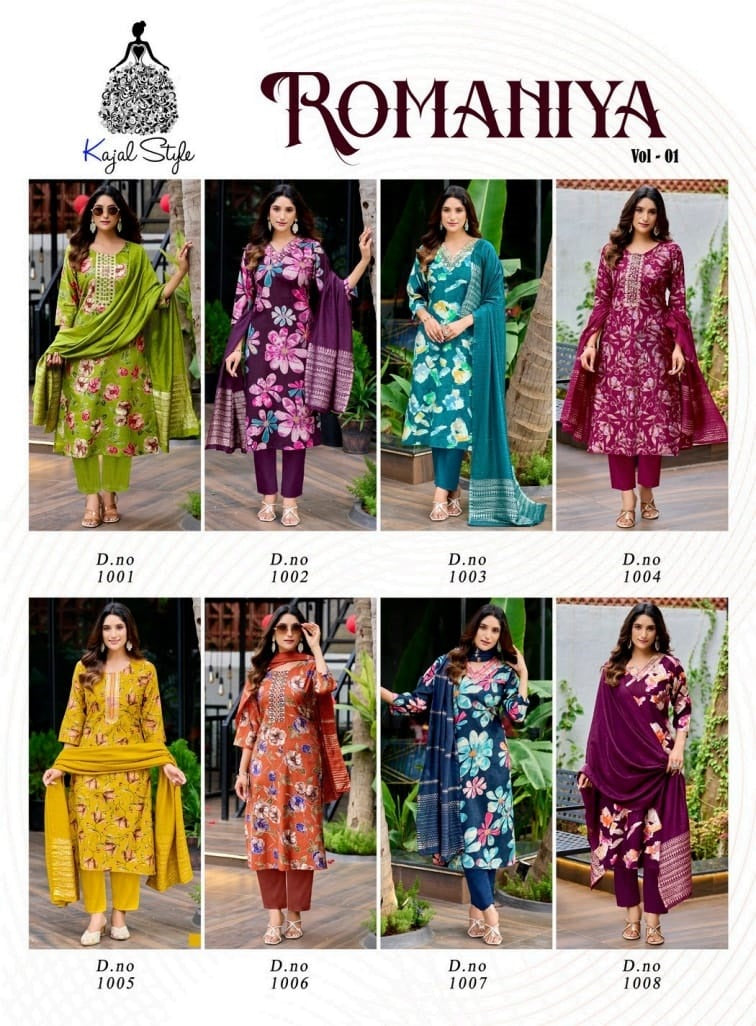 Romaniya Vol 1 Kajal Style Vertican Readymade Pant Style Suits Manufacturer