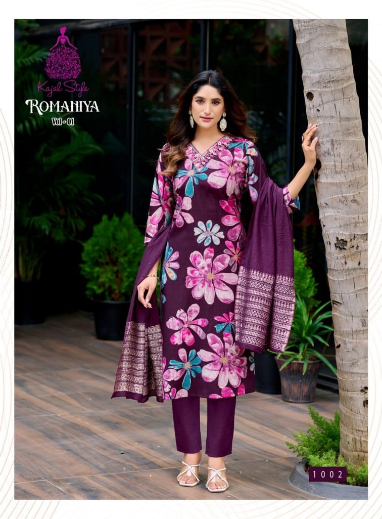 Romaniya Vol 1 Kajal Style Vertican Readymade Pant Style Suits Manufacturer
