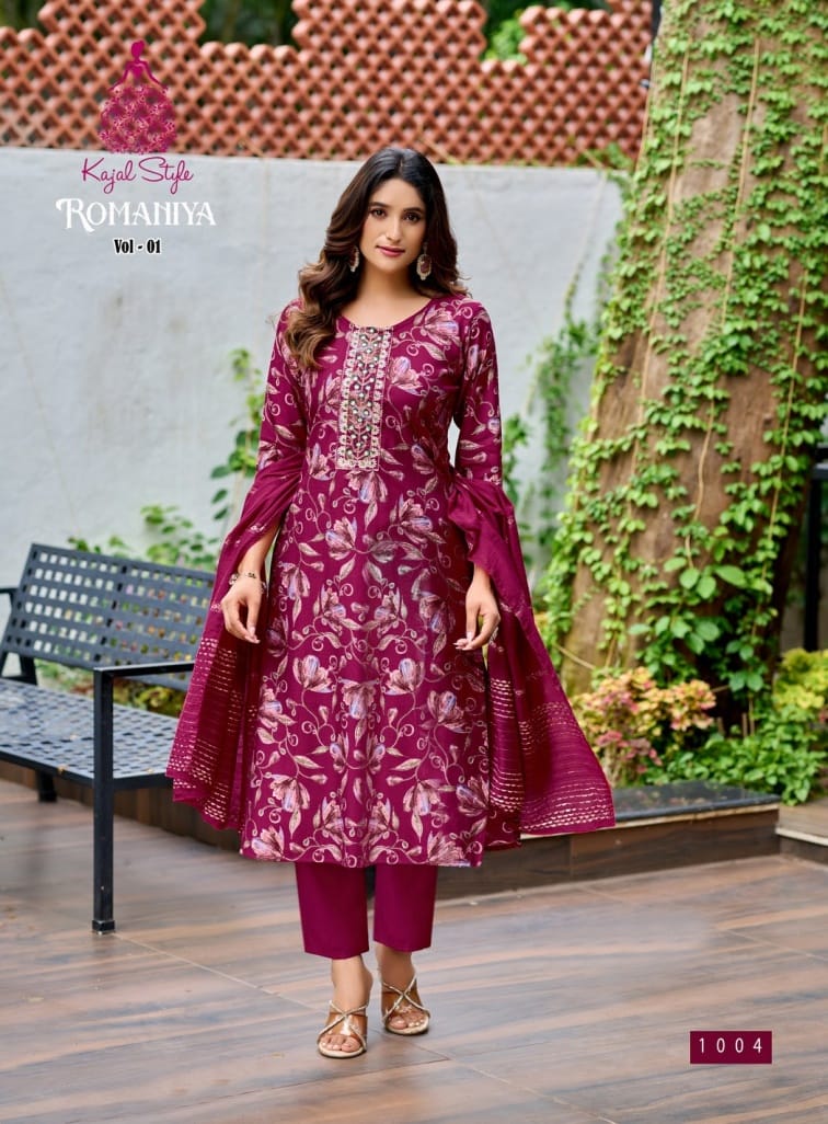 Romaniya Vol 1 Kajal Style Vertican Readymade Pant Style Suits Manufacturer