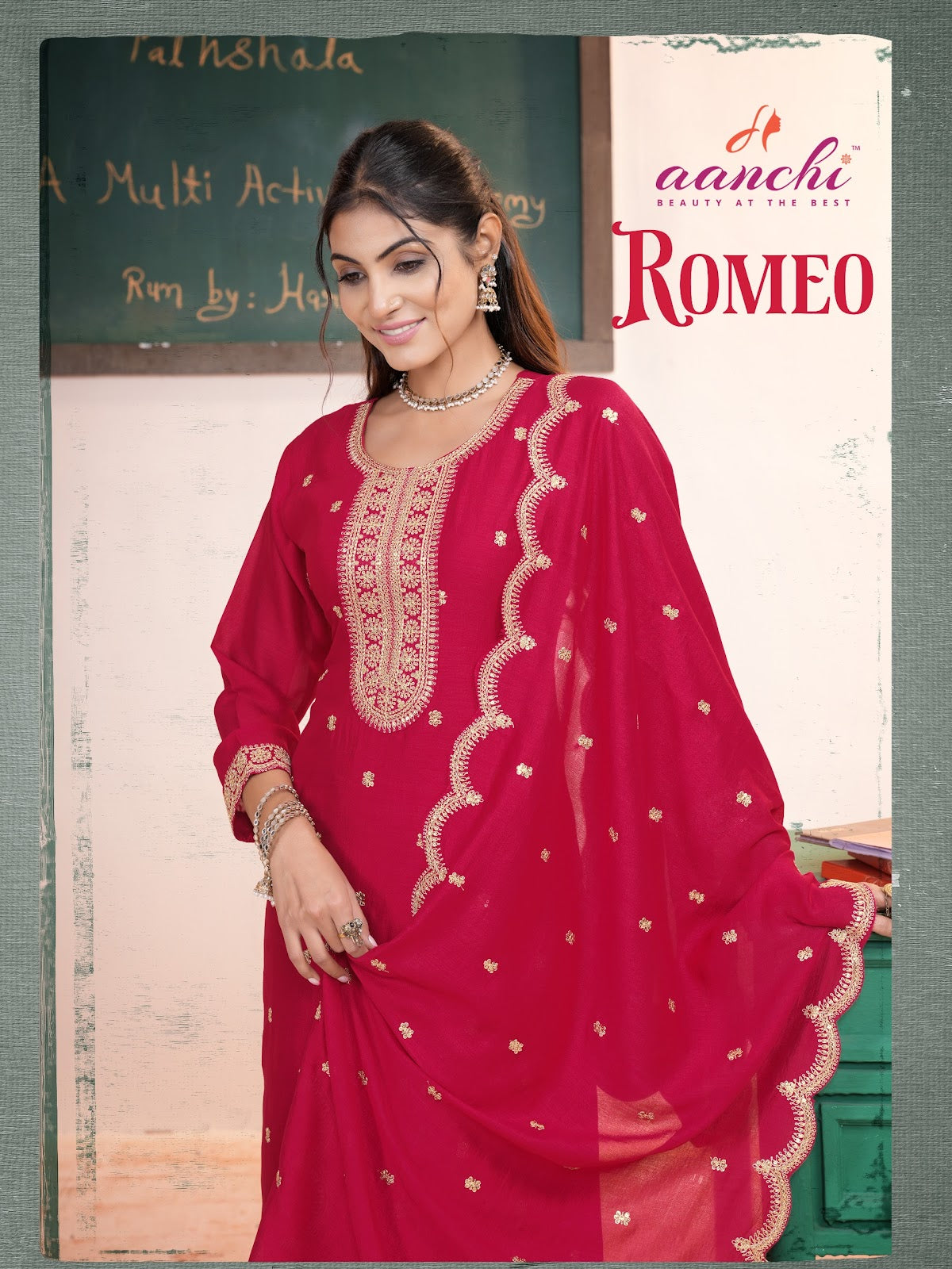Romeo Aanchi Vichitra Silk Readymade Pant Style Suits Exporter Gujarat