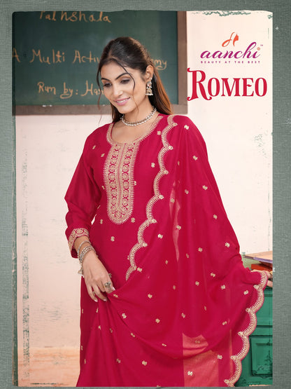 Romeo Aanchi Vichitra Silk Readymade Pant Style Suits Exporter Gujarat
