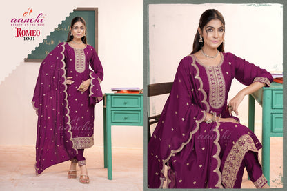 Romeo Aanchi Vichitra Silk Readymade Pant Style Suits Exporter Gujarat