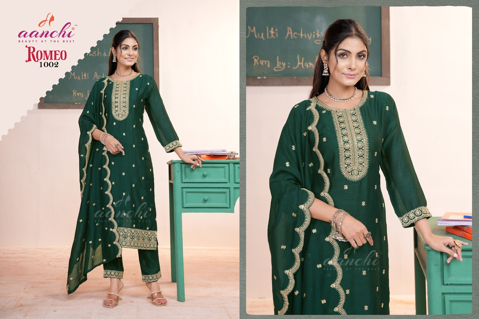 Romeo Aanchi Vichitra Silk Readymade Pant Style Suits Exporter Gujarat