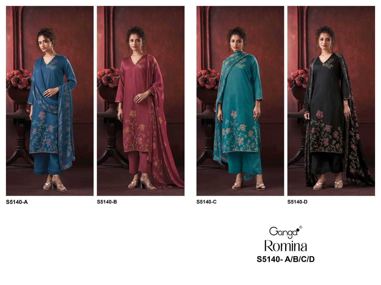 Romina S5140 Ganga Cotton Satin Pant Style Suits Manufacturer