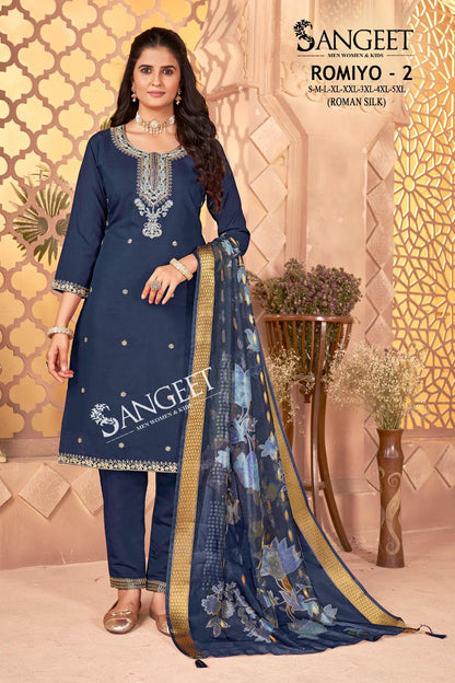 Romiyo 2 Sangeet Roman Silk Readymade Pant Style Suits Supplier Ahmedabad