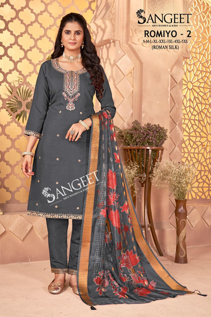 Romiyo 2 Sangeet Roman Silk Readymade Pant Style Suits Supplier Ahmedabad