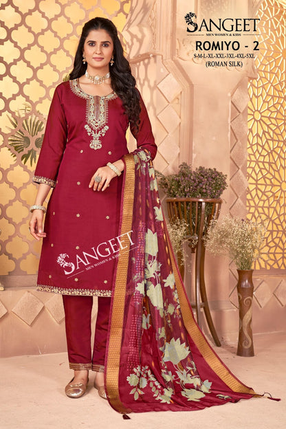 Romiyo 2 Sangeet Roman Silk Readymade Pant Style Suits Supplier Ahmedabad