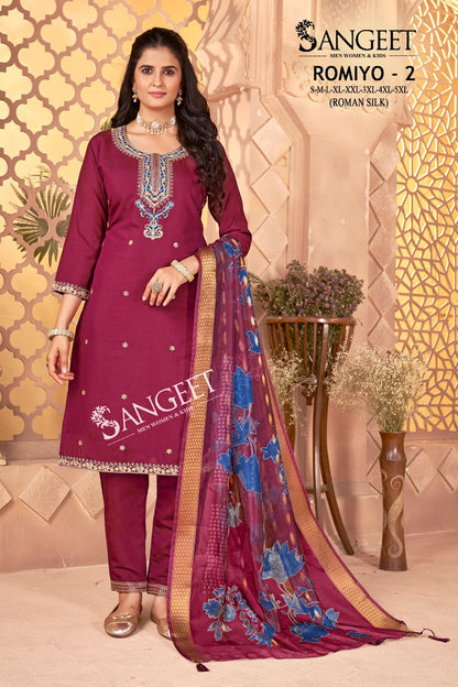 Romiyo 2 Sangeet Roman Silk Readymade Pant Style Suits Supplier Ahmedabad