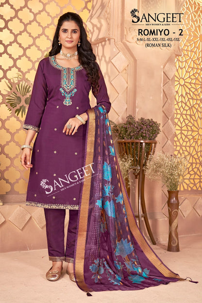 Romiyo 2 Sangeet Roman Silk Readymade Pant Style Suits Supplier Ahmedabad