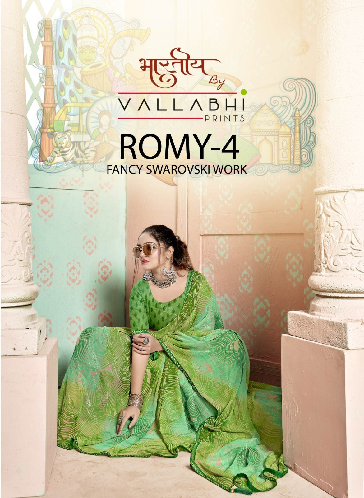 Romy Vol 4 Vallabhi Prints Georgette Sarees Wholesale Kavya Style Plus