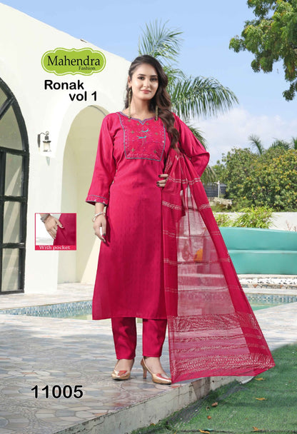 Ronak Vol 1 Mahendra Fashion Viscose Readymade Pant Style Suits Supplier