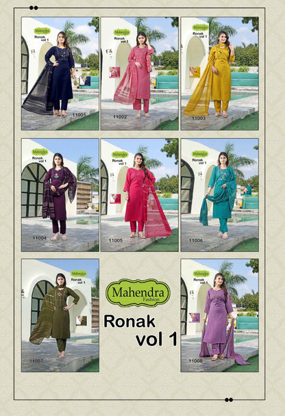 Ronak Vol 1 Mahendra Fashion Viscose Readymade Pant Style Suits Supplier