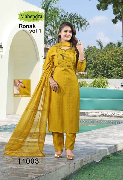 Ronak Vol 1 Mahendra Fashion Viscose Readymade Pant Style Suits Supplier