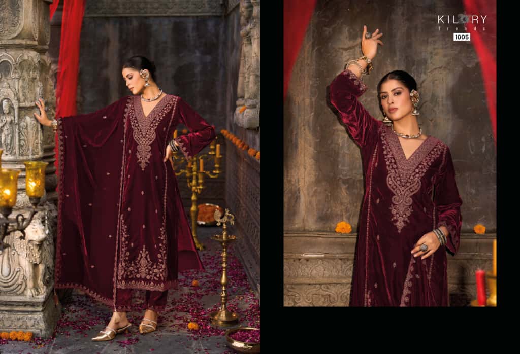 Rooh E Gulzaar Kilory Velvet Suits Manufacturer Gujarat